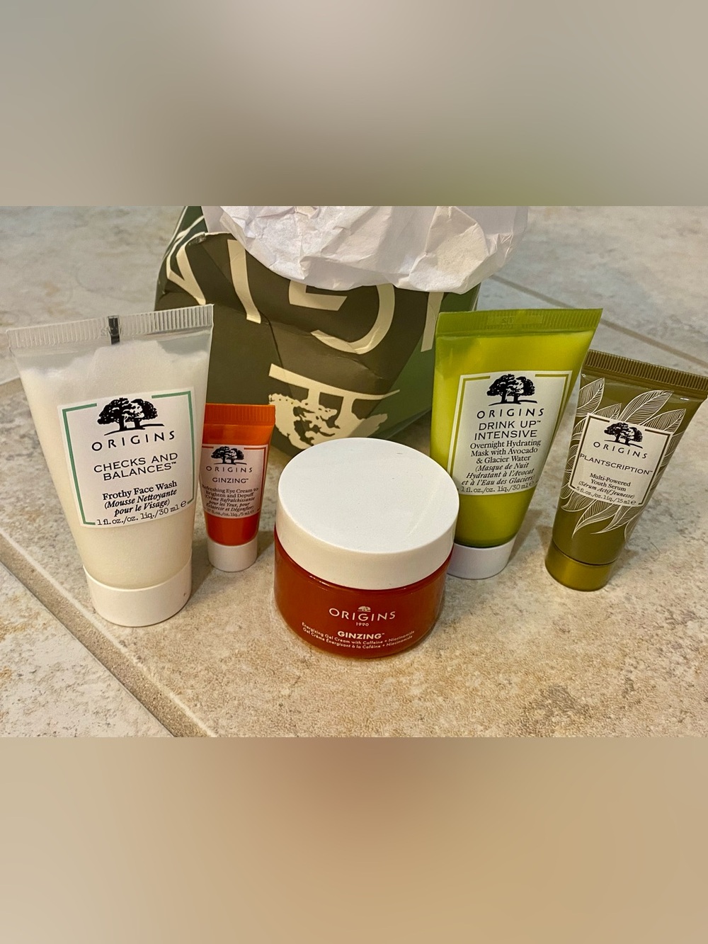 New Origins 5 pc Kit Better Skin Starts Here GinZing Plantscription Drink Up